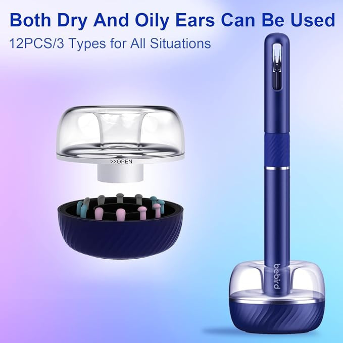 Bebird Note5 Pro Ear Wax Removal Tool Camera, Bebird Ear Cleaner, 10 Megapixel HD Otoscope with Light, Ear Camera with Tweezers 3-in-1, Spade Ear Cleaner for iPhone, Android(Blue)