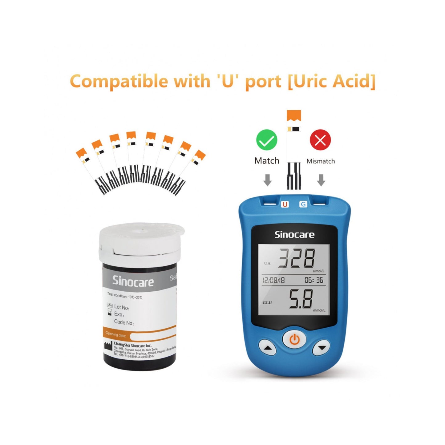 Sinocare Blood Glucose Uric Acid Meter with Advanced tes& Strips Lancet Safe AQ UG for Multifunctions - Bundle