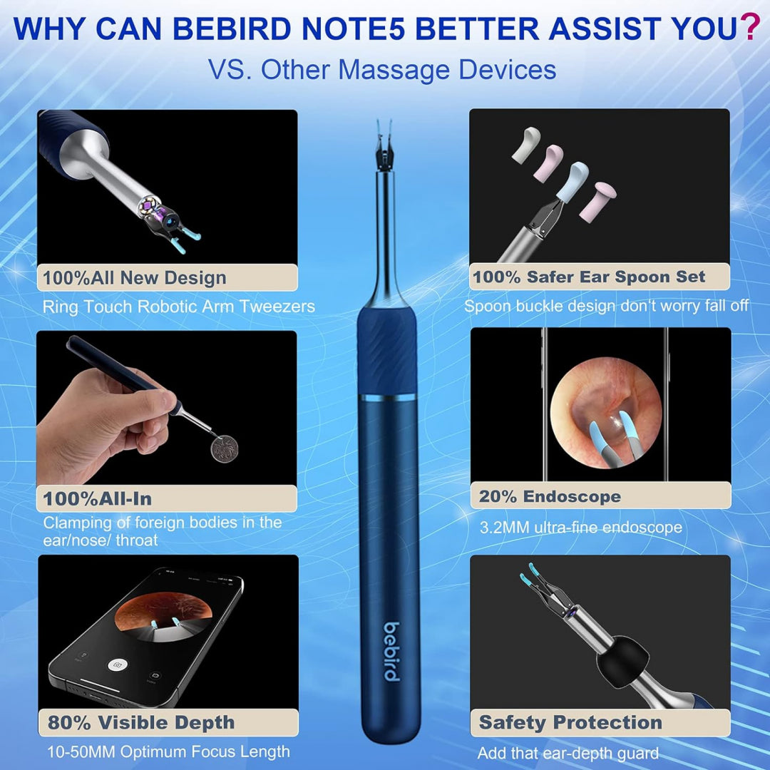 Bebird Note5 Ear Wax Removal Tool With Camera, Ear Cleaner And Ear Pick - Starry Blue