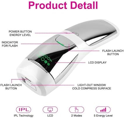 IPL Hair Removal T021K A Laser Epilator Permanent Hair Removal Machine with Skin Color Auto Recognition Electric Depilador