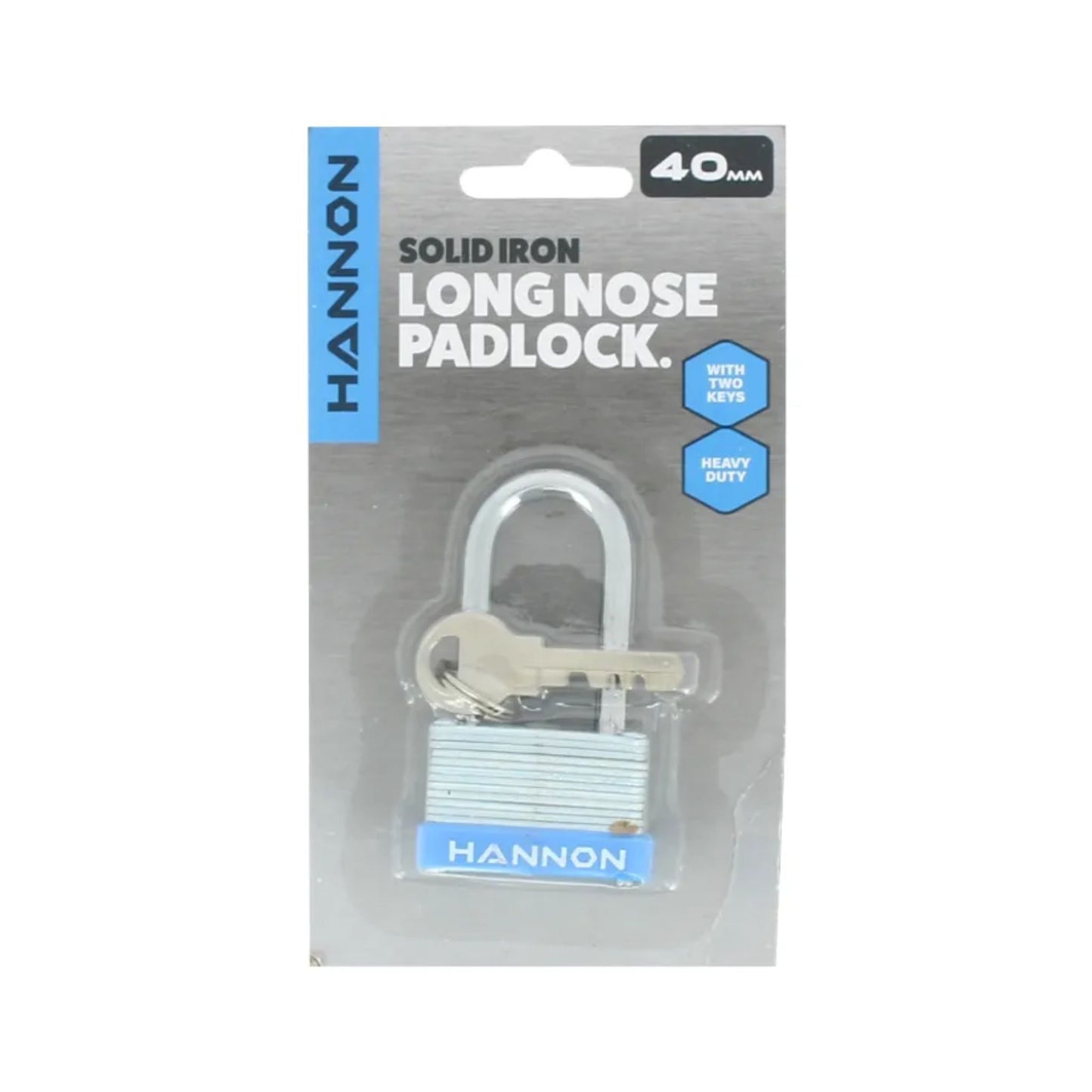 Hanon Solid Iron Long Nose Padlock (40mm), Heavy Duty