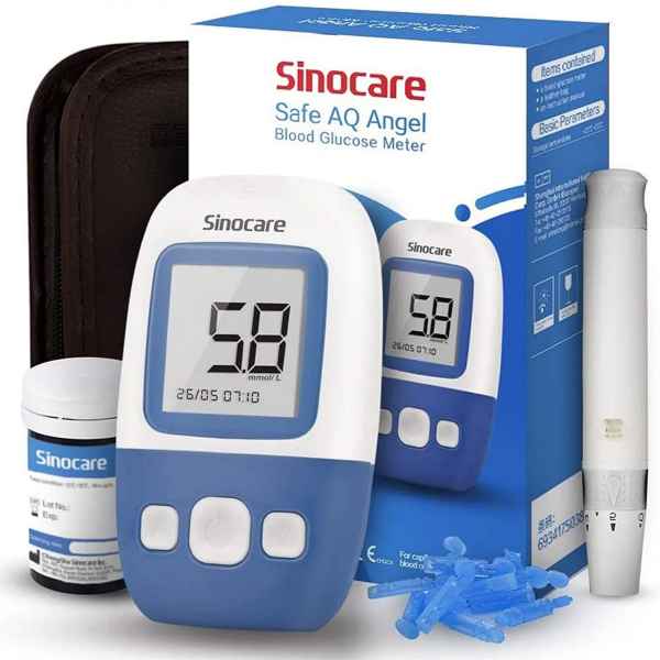 SINOCARE Safe AQ Angel Blood Glucose Monitoring System With 50 tes& Strips And Lancets